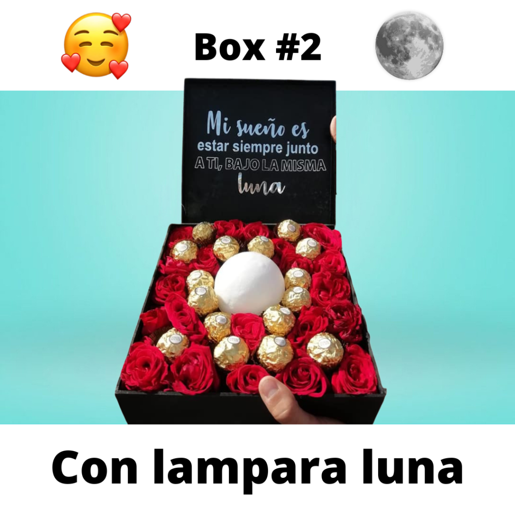 Box Rosas Lampara Luna Y Chocolates Env A Flores A Domicilio